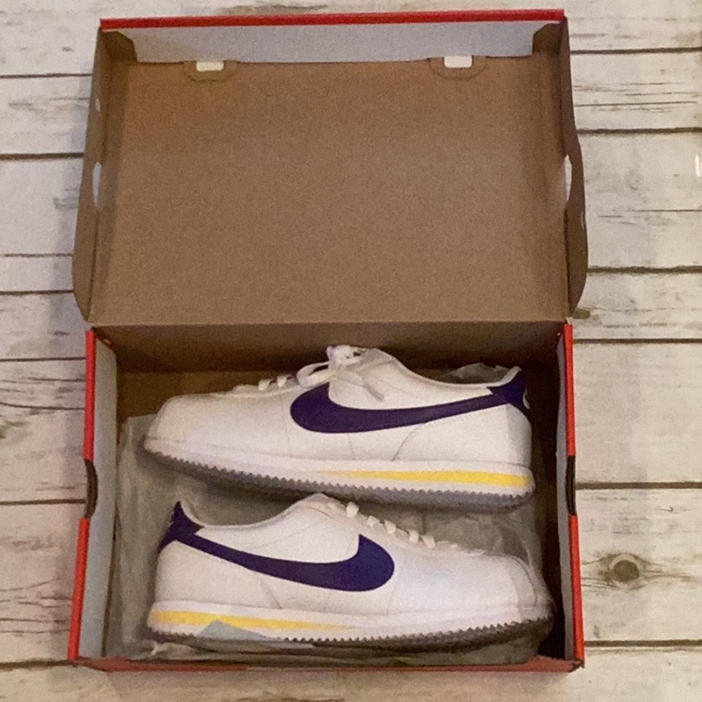 Nike Cortez White, yellow, and Purple Sneakers women’s 11 men’s 9.5